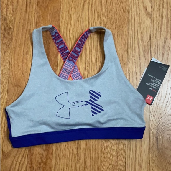 Under Armour Other - Under Armour Girls Sports Bra Gray Navy Pink YL